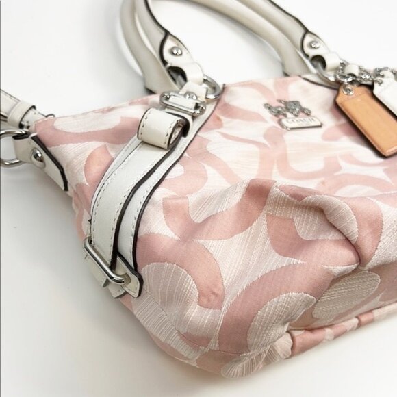 Coach Baby Pink Madison Monogram Signature Logo Canvas Satchel Bag 17000 - Picture 4 of 16